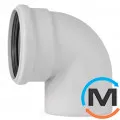 Колено канализационное Ostendorf Skolan db 125х87, Вид канализации: Внутренняя, Тип канализации: Бесшумная, Градус (град.): 90, Цвет: Светло-серый, Диаметр (мм): 125, Материал: Полипропилен PPR, фото 