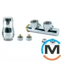 Комплект радиаторный Heat Base Duo-Plex, 3/4 x 15 mm Cu, угловой левый, 2 шт ниппеля, хром, Цвет: Хром, Вариант: Левый, Модификация: Под Г-образную трубку (Cu), фото 
