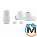 Комплект радиаторный Heat Base Duo-Plex, 3/4 x 15 mm Cu, угловой левый, 2 шт ниппеля, белый, Цвет: Белый, Вариант: Левый, Модификация: Под Г-образную трубку (Cu), фото 