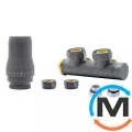 Комплект радиаторный Heat Base Duo-Plex, 3/4 x 15 mm Cu, угловой левый, 2 шт ниппеля, графит, Цвет: Графит, Вариант: Левый, Модификация: Под Г-образную трубку (Cu), фото 
