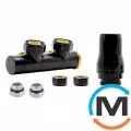 Комплект радиаторный Heat Base Duo-Plex, 3/4 x 15 mm Cu, угловой правый, 2 шт ниппеля, черный мат., Цвет: Черный, Вариант: Правый, Модификация: Под Г-образную трубку (Cu), фото 
