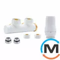 Комплект радиаторный Heat Base Duo-Plex, 3/4 x 15 mm Cu, угловой правый, 2 шт ниппеля, белый, Цвет: Белый, Вариант: Правый, Модификация: Под Г-образную трубку (Cu), фото 