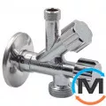 Кран Albertoni подвійний кутовий для сантехприладів Ø1/2" х 3/8" х 3/4", Діаметр різьблення: 1/2"×3/8"×3/4", фото 