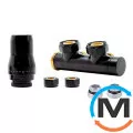 Комплект радиаторный Heat Base Duo-Plex, 3/4 x 16x2 mm PEX, угловой левый, 2 шт ниппеля, черный мат., Цвет: Черный, Вариант: Левый, Модификация: Под трубу (PEX), фото 