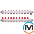 Колектор із нержавіючої сталі Danfoss 10+10 SSM-10, Кількість виходів: 10, Тип колектора: З термоклапанами, фото 