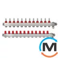 Колектор із нержавіючої сталі Danfoss 12+12 з ротаметрами SSM-12F, Кількість виходів: 12, Тип колектора: З витратомірами, фото 
