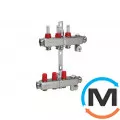 Колектор із нержавіючої сталі Danfoss 3+3 з ротаметрами SSM-3F, Кількість виходів: 3, Тип колектора: З витратомірами, фото 
