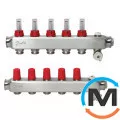 Колектор із нержавіючої сталі Danfoss 5+5 з ротаметрами SSM-5F, Кількість виходів: 5, Тип колектора: З витратомірами, фото 