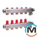 Колектор із нержавіючої сталі Danfoss 5+5 SSM-5, Кількість виходів: 5, Тип колектора: З термоклапанами, фото 