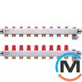 Колектор із нержавіючої сталі Danfoss 9+9 SSM-9, Кількість виходів: 9, Тип колектора: З термоклапанами, фото 