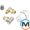 Комплект кранов термостатический Danfoss RA nut+RA-FN+RLV-S 15 A w. O-ring угловой, Исполнение: Угловой, фото 