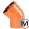 Коліно каналізаційне Magnaplast KG 110/45, Варіант: Просте, Вид каналізації: Зовнішня, Тип каналізації: Проста, Градус (град.): 45, Діаметр (мм): 100, Матеріал: Полівінілхлорид (ПВХ), фото 