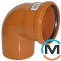 Коліно каналізаційне Magnaplast KG 110/87, Варіант: Просте, Вид каналізації: Зовнішня, Тип каналізації: Проста, Градус (град.): 90, Діаметр (мм): 100, Матеріал: Полівінілхлорид (ПВХ), фото 