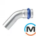 Коліно вн/зовні ASG INOX 45x42, Градус (град.): 45, Діаметр (мм): 42, фото 