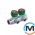 Розподільний колектор з регулюючими вентилями 2 контури 3/4''x1/2", латунь, Tervix Pro Line WD, Кількість виходів: 2, фото 