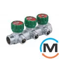 Розподільний колектор з регулюючими вентилями 3 контури 3/4''x1/2", латунь, Tervix Pro Line WD, Кількість виходів: 3, фото 
