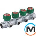 Розподільний колектор з регулюючими вентилями 4 контури 3/4''x1/2", латунь, Tervix Pro Line WD, Кількість виходів: 4, фото 