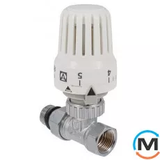 Клапан Valtec з термостатичною головкою прямою 1/2", Діаметр різьблення: 1/2", Виконання: Прямий, Колір: Нікельований, Нульове становище: Ні, Приєднання: М30х1,5, фото 