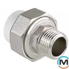 Полипропиленовый соединитель Valtec PPR разъемный с переходом на нар. р. 20х3/4", Тип резьбы: Наружная, Диаметр резьбы: 3/4", Диаметр (мм): 20, фото 