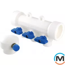 Полипропиленовый коллектор Valtec PPR с отсечными Кран Valtecами (4 вых), Количество выходов: 4, Диаметр (мм): 20, фото 