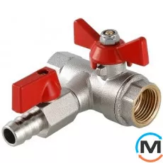 Кран кульовий із зворотним клапаном та дренажем 1/2" вн-вн., фото 