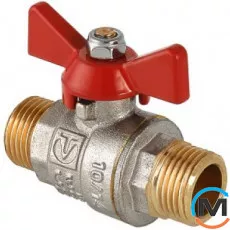 Кран кульовий Valtec метелик нар.-нар. 1", Тип різьблення: Зовнішня/Зовнішня, Діаметр різьблення: 1", Виконання: Прямий, Тип ручки: Метелик, Робочий тиск (бар): 40, Матеріал: Латунь, фото 