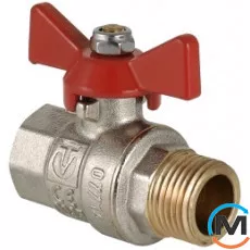 Кран кульовий Valtec метелик вн.-нар. 1", Тип різьблення: Внутрішня/Зовнішня, Діаметр різьблення: 1", Виконання: Прямий, Тип ручки: Метелик, Робочий тиск (бар): 40, Матеріал: Латунь, фото 