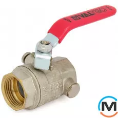 Кран кульовий Valtec BASE з дренажем і пов-ком 1/2" вн.-вн., Тип різьблення: Внутрішня/Внутрішня, Діаметр різьблення: 1/2", Виконання: Прямий, Тип ручки: Ручка, Робочий тиск (бар): 40, Матеріал: Латунь, фото 