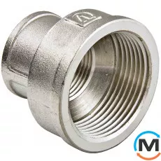 Муфта Valtec перехідна Нікель 1/2"х3/8", Тип різьблення: Внутрішня, Діаметр різьблення: 1/2", Модифікація: 1/2"х3/8", Виконання: Перехідна, Матеріал: Латунь нікельована, фото 