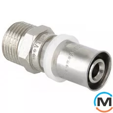 Пресс соединение Valtec VTm.201 с наружной резьбой 32 х1 1/4", Тип резьбы: Наружная, Диаметр резьбы: 1 1/4", Диаметр (мм): 32, Рабочее давление (бар): 10, Материал: Сталь нержавеющая, фото 