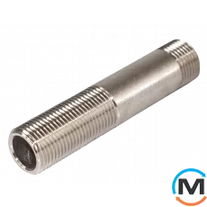 Зганяння Valtec 1/2"х80 Нікель, Варіант: 1/2 "х80, Тип різьблення: Зовнішня, Діаметр різьблення: 1/2", Матеріал: Латунь нікельована, фото 