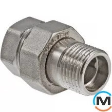 Зганяння Valtec Нікель 1 1/2", Тип різьблення: Внутрішня/Зовнішня, Діаметр різьблення: 1 1/2", Виконання: Пряма, Матеріал: Латунь нікельована, фото 