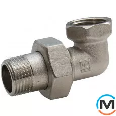 Зганяння Valtec кутовий Нікель 3/4", Тип різьблення: Внутрішня/Зовнішня, Діаметр різьблення: 3/4", Виконання: Кутова, Матеріал: Латунь нікельована, фото 