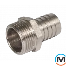 Штуцер Valtec із зовнішнім різьбленням 12 х 1/2" Нікель, Варіант: 12 х 1/2", Тип різьблення: Зовнішня, Діаметр різьблення: 1/2", Матеріал: Латунь нікельована, фото 