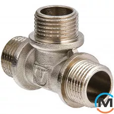 Трійник Valtec 1/2" нар.-нар.-нар., Тип різьблення: Зовнішня, Діаметр різьблення: 1/2", Модифікація: 1/2"х1/2"х1/2" нр., Матеріал: Латунь нікельована, фото 
