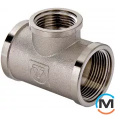 Трійник Valtec перехідний різьбовий 1 1/4"х3/4"х1 1/4" Нікель, Тип різьблення: Внутрішня, Діаметр різьблення: 11/4", Модифікація: 1 1/4"х3/4"х1 1/4", Матеріал: Латунь нікельована, фото 