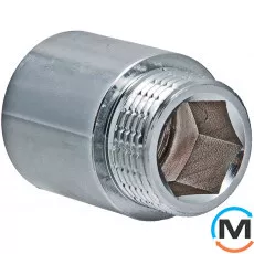 Подовжувач Valtec 3/4" вн. х70 мм (Хром), Варіант: 70 мм, Тип різьблення: Внутрішня/Зовнішня, Діаметр різьблення: 3/4", Матеріал: Латунь хромована, фото 