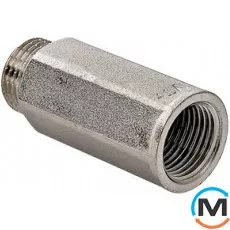 Подовжувач Valtec Нікель 1/2х10 мм, Варіант: 10 мм, Тип різьблення: Внутрішня/Зовнішня, Діаметр різьблення: 1/2", Матеріал: Латунь нікельована, фото 