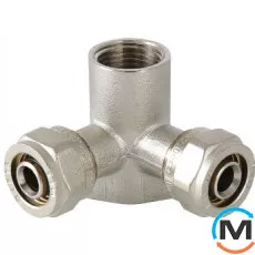 Valtec VTm.334 Водорозетка с двумя выходами 20 х1/2", Вариант: Проходная, Тип резьбы: Внутренняя, Диаметр резьбы: 1/2", Диаметр (мм): 20, Рабочее давление (бар): 10, Материал: Сталь нержавеющая, фото 