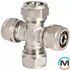 Valtec VTm.341 Крестовина 26 х 16 х 26 х 16, Исполнение: 26 х 16 х 26 х 16, Диаметр (мм): 26, Рабочее давление (бар): 10, Материал: Сталь нержавеющая, фото 