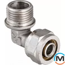 Valtec VTm.353 Угольник с нар.р. 16 х 3/4", Тип резьбы: Наружная, Диаметр резьбы: 3/4", Диаметр (мм): 16, Рабочее давление (бар): 10, Материал: Сталь нержавеющая, фото 