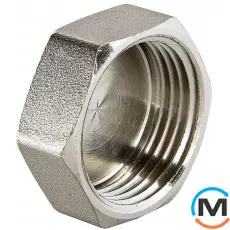 Заглушка Valtec 1 1/2" Нікель, Тип різьблення: Внутрішня, Діаметр різьблення: 1 1/2", Виконання: Звичайна, Матеріал: Латунь нікельована, фото 