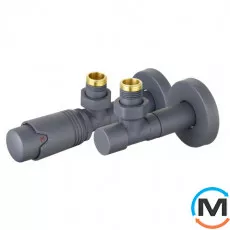 Комплект дизайн кранів ARTTIDESIGN з термоголовкою 1/2” x 1/2” сірий матовий, фото 