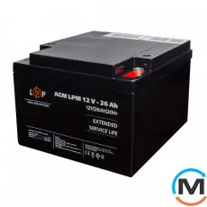 Аккумулятор LogicPower AGM LPM 12V-26 Ah под болт М5, фото 