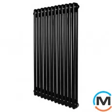 Вертикальный дизайнерский радиатор отопления ARTTIDESIGN Bari II 12/1200/560/50 черный матовый, Подключение радиатора: Нижнее, Исполнение: Вертикальный, Цвет: Черный, Высота (мм): 1200, Ширина (мм): 560, Количество рядов: 2, фото 