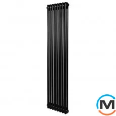 Вертикальный дизайнерский радиатор отопления ARTTIDESIGN Bari II 8/1500/380/50 черный матовый, Подключение радиатора: Нижнее, Исполнение: Вертикальный, Цвет: Черный, Высота (мм): 1500, Ширина (мм): 380, Количество рядов: 2, фото 