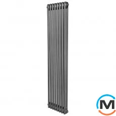 Вертикальний дизайнерський радіатор опалення ARTTIDESIGN Bari II 8/1800/380/50 сірий матовий, Підключення радіатора: Нижнє, Виконання: Вертикальний, Колір: Сірий, Висота (мм): 1800, Ширина (мм): 380, Кількість рядів: 2, фото 