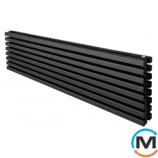 Радіатор ARTTIDESIGN Ancona II G 8/368/1300 чорний матовий горизонтальний дизайнерський, Виконання: Горизонтальний, Колір: Чорний, Висота (мм): 368, Глибина (мм): 130, Ширина (мм): 1300, Кількість секцій: 8, фото 