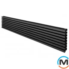 Радіатор ARTTIDESIGN Ancona II G 8/368/1800 чорний матовий горизонтальний дизайнерський, Виконання: Горизонтальний, Колір: Чорний, Висота (мм): 368, Глибина (мм): 130, Ширина (мм): 1800, Кількість секцій: 8, фото 