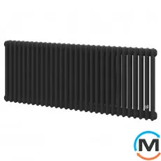 Трубчатый радиатор DeLonghi Multicolumn H=570 3-30 (секций) конфигурация 0 (боковое 1/2") RAL9005МATT нижнее подключение, Подключение радиатора: Боковое, Исполнение: Горизонтальный, Цвет: Чёрный, Диаметр вход/выход: 1/2", Высота (мм): 570, Ширина (мм): 1380, Глубина (мм): 107, фото 
